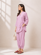 Lavender Linen Coord Kurta Set for Women