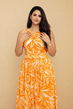Orange culottes coord set styled for brunch and summer outings