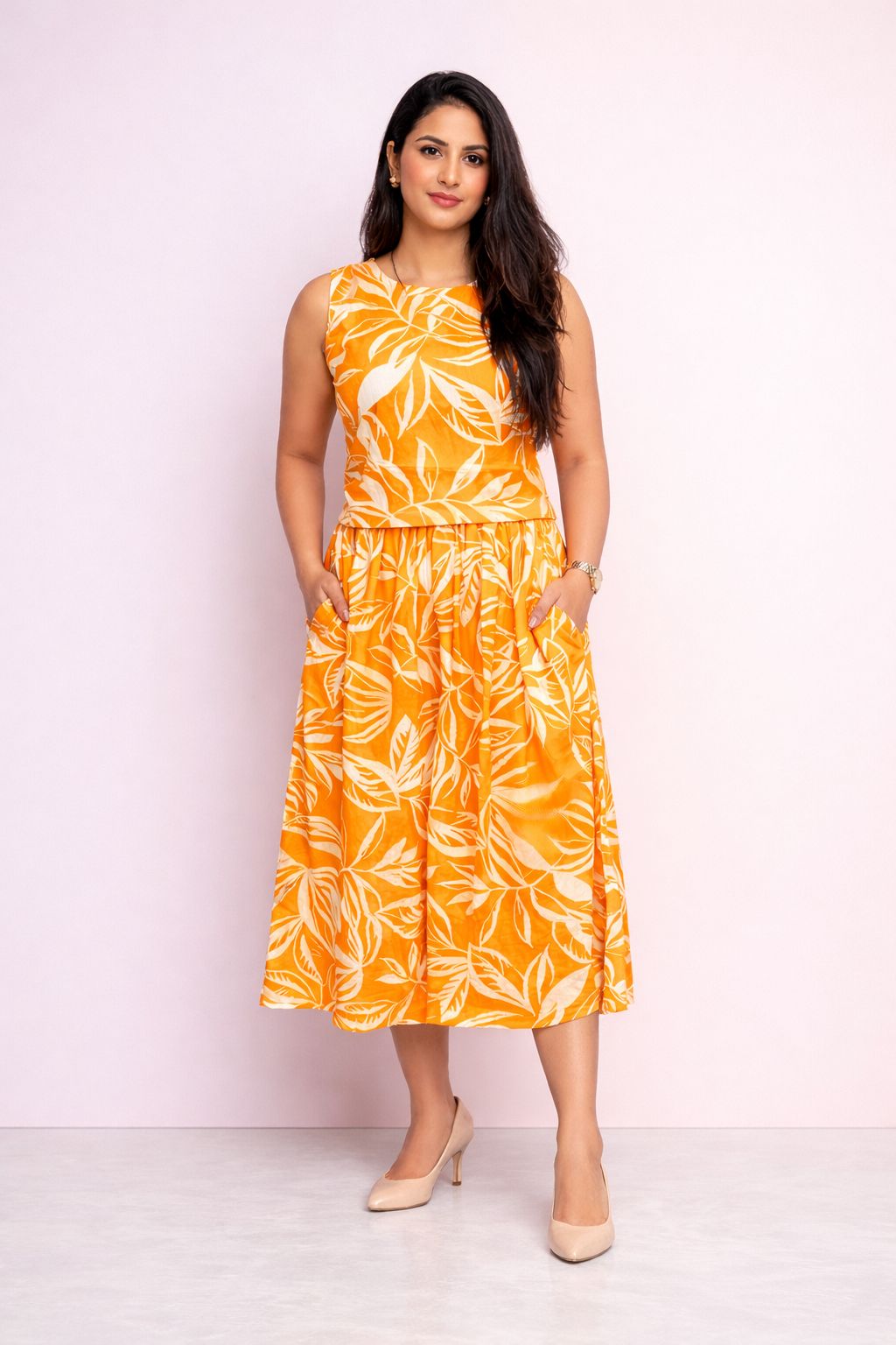 Orange culottes coord set for women – stylish summer outfit