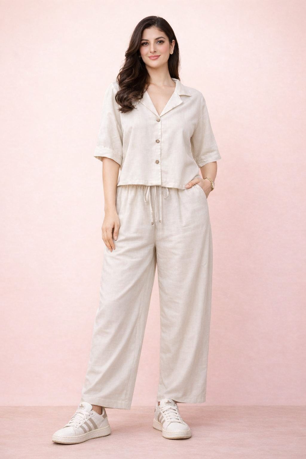 Solid rayon relaxed coord set for women – breathable summer outfit