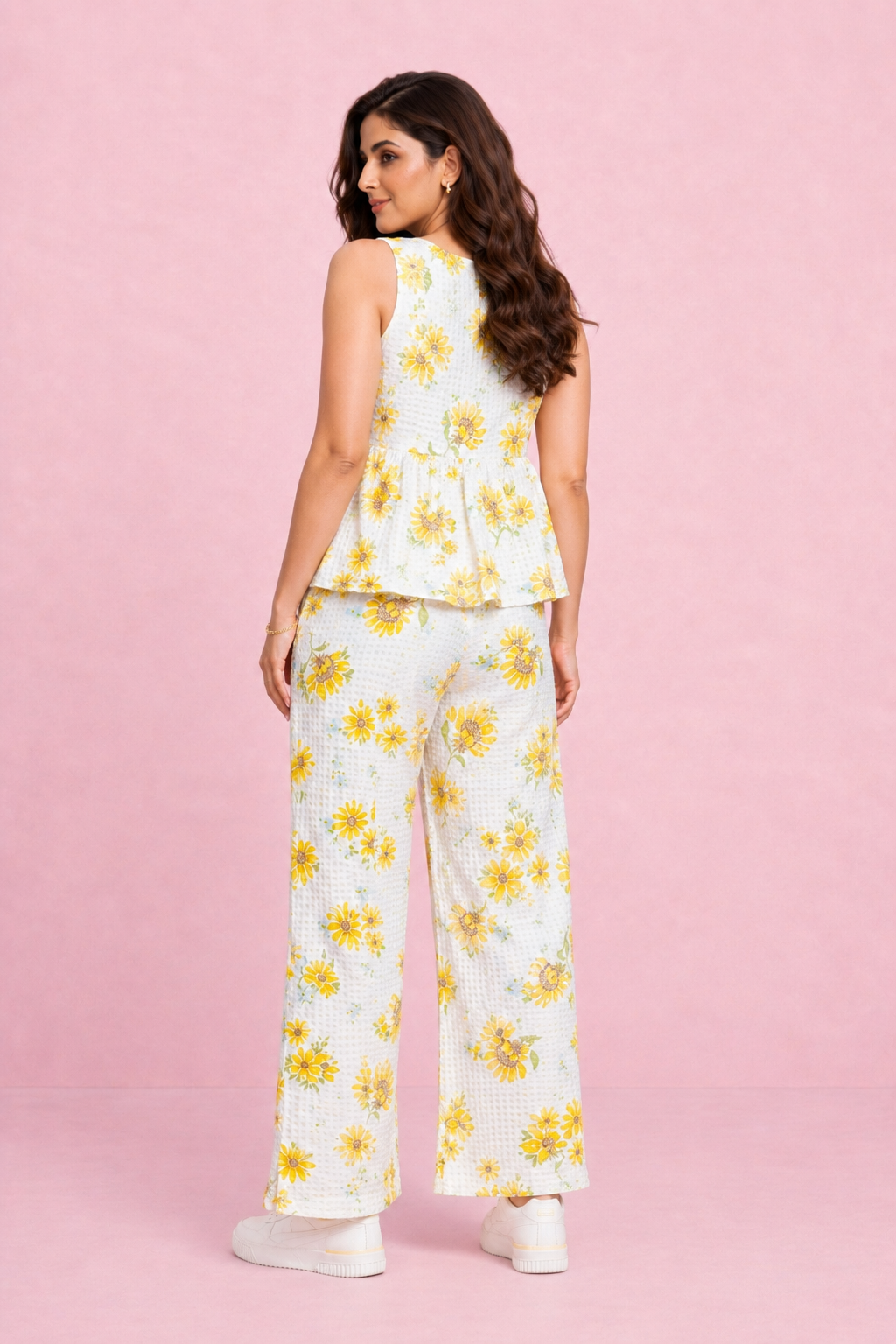 Cotton Sunflower Printed Coord Set for Women – Summer Casual Wear