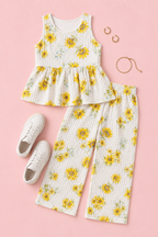 Cotton Sunflower Printed Coord Set for Women – Summer Casual Wear
